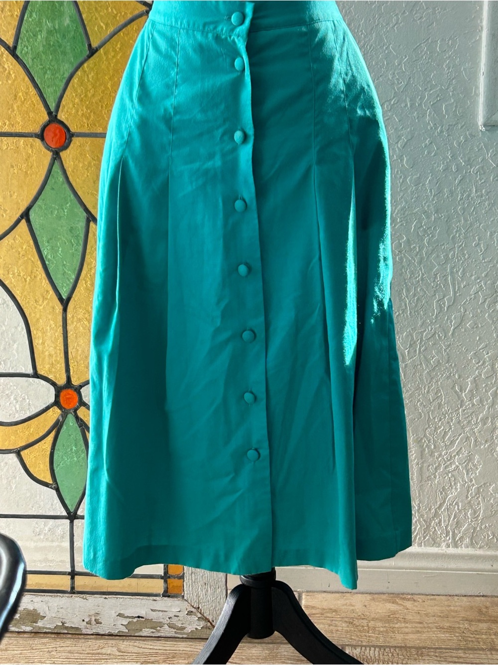 Vintage Petite Sophisticates teal skirt size 2